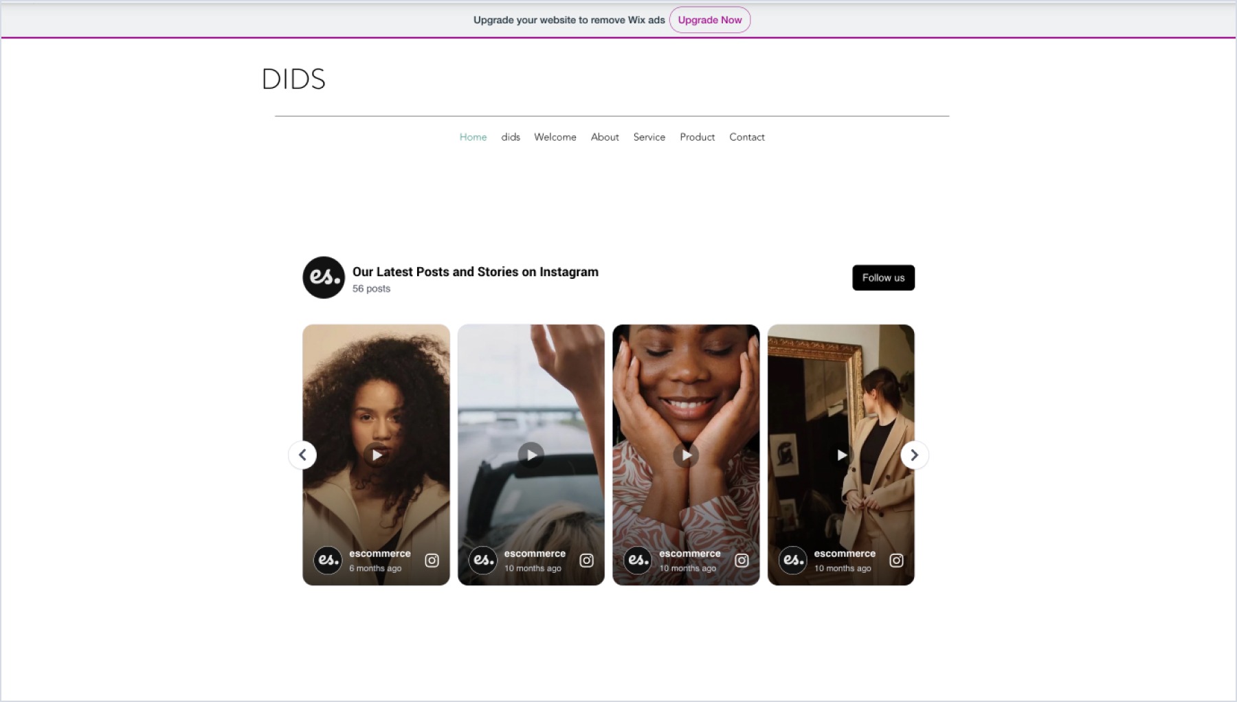 Final result of the widget embedded on Wix