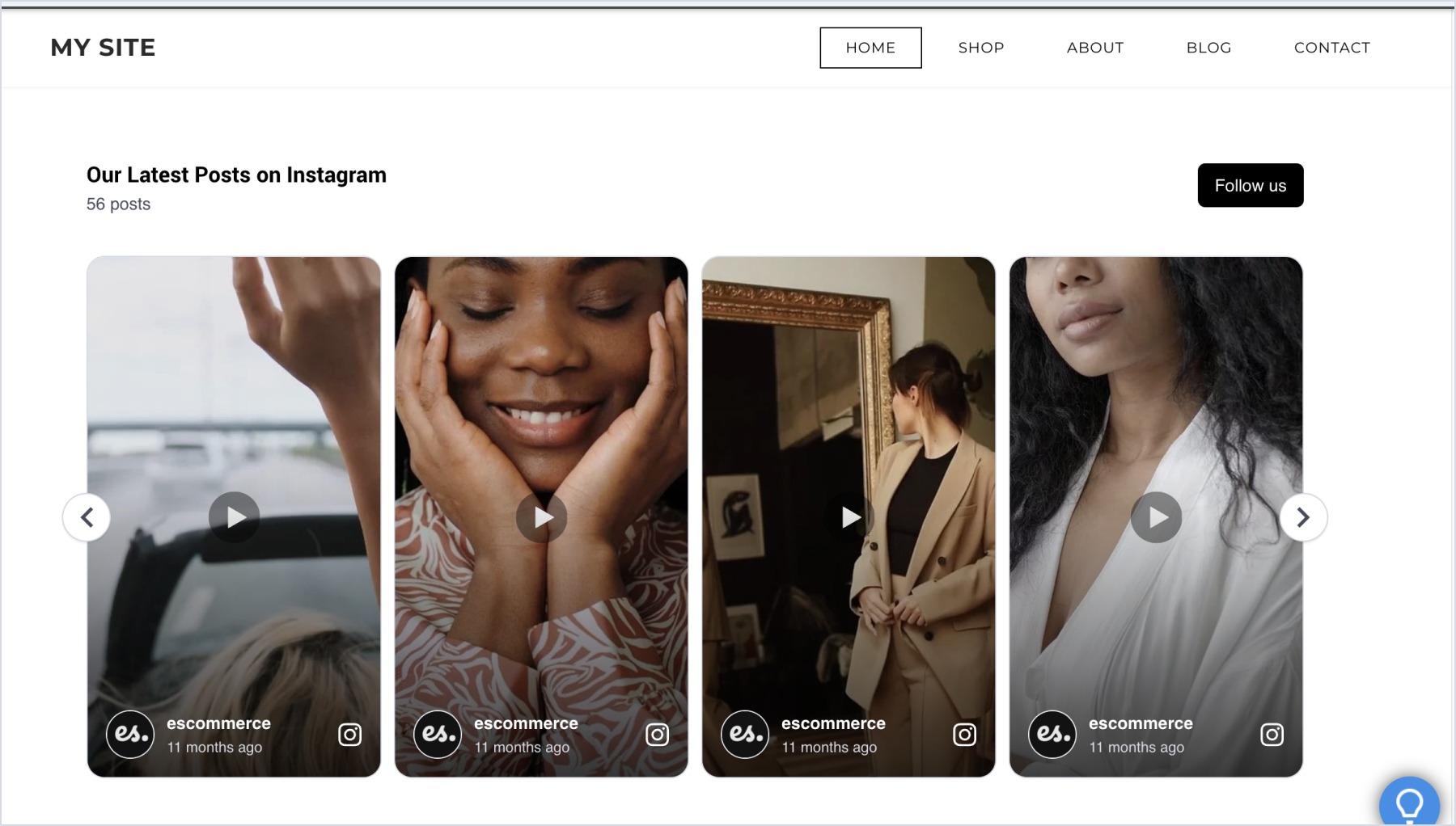 Instagram widget embedded on Weebly website