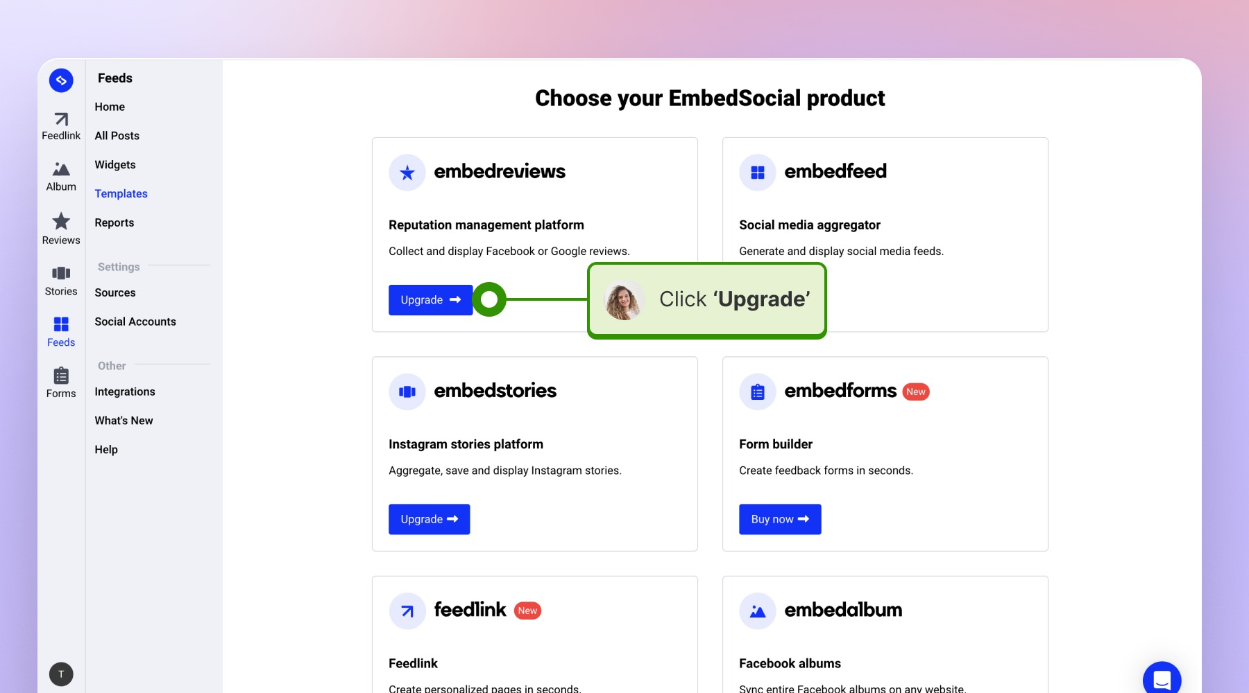 Clicking on 'Upgrade'