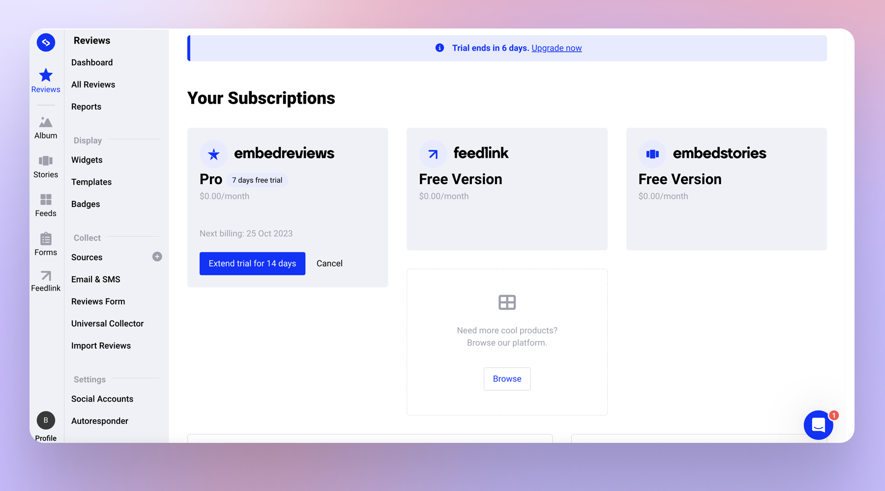 Click on Extend trial to extend it for 14 days