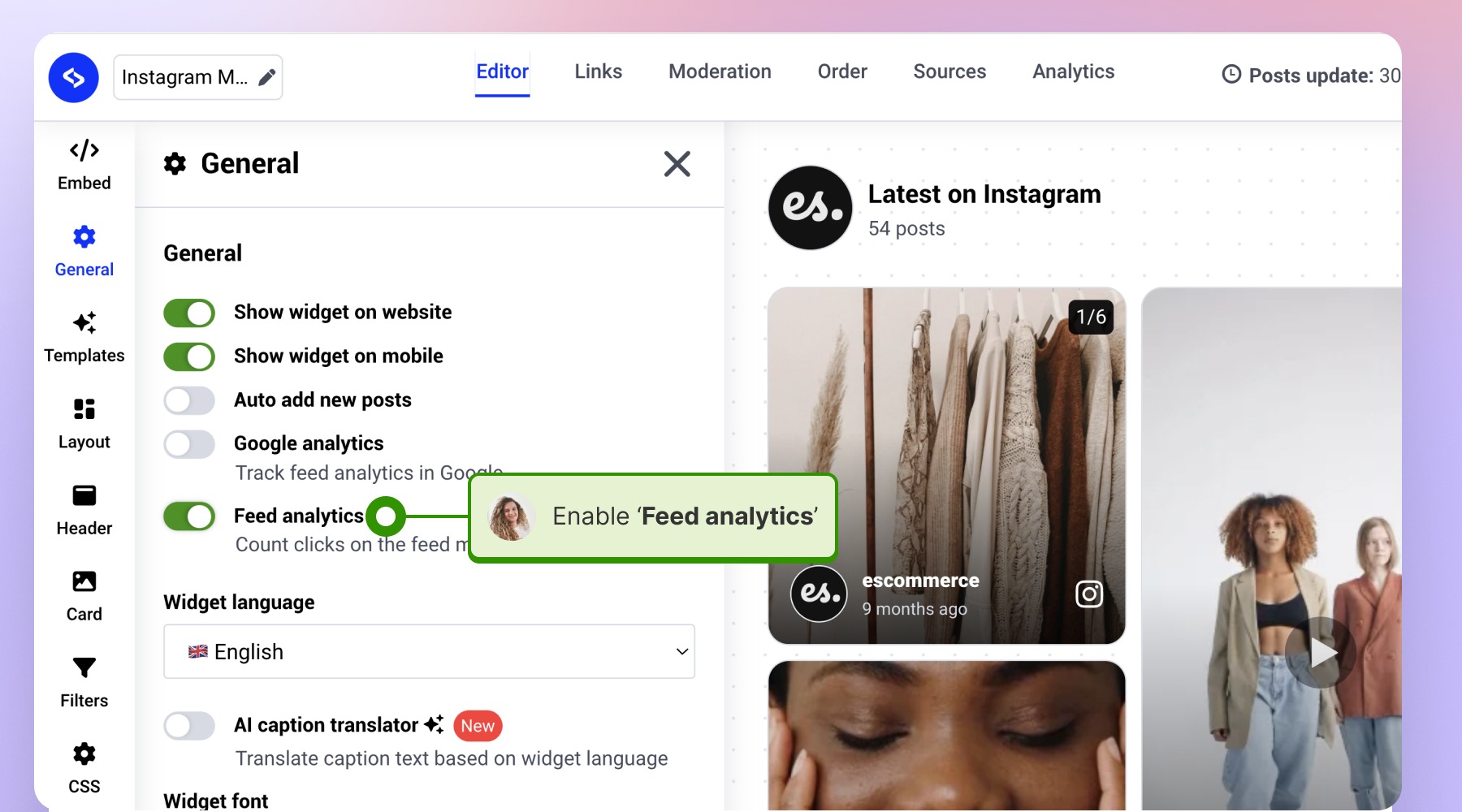 Enabling the Feed analytics feature