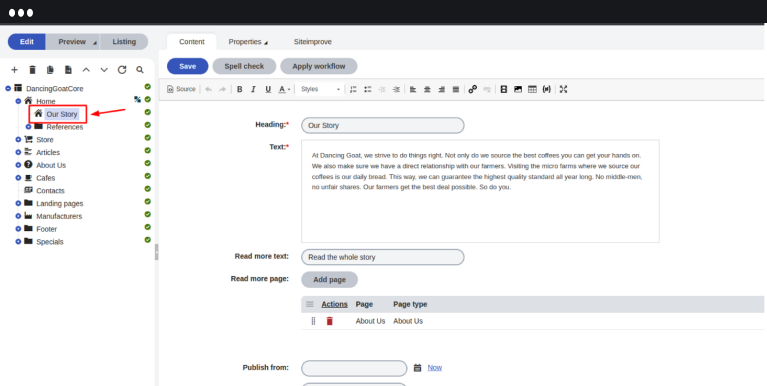 Finding and opening the page where we want to embed the widget code