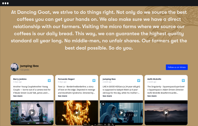 Vimeo widget embedded in Kentico