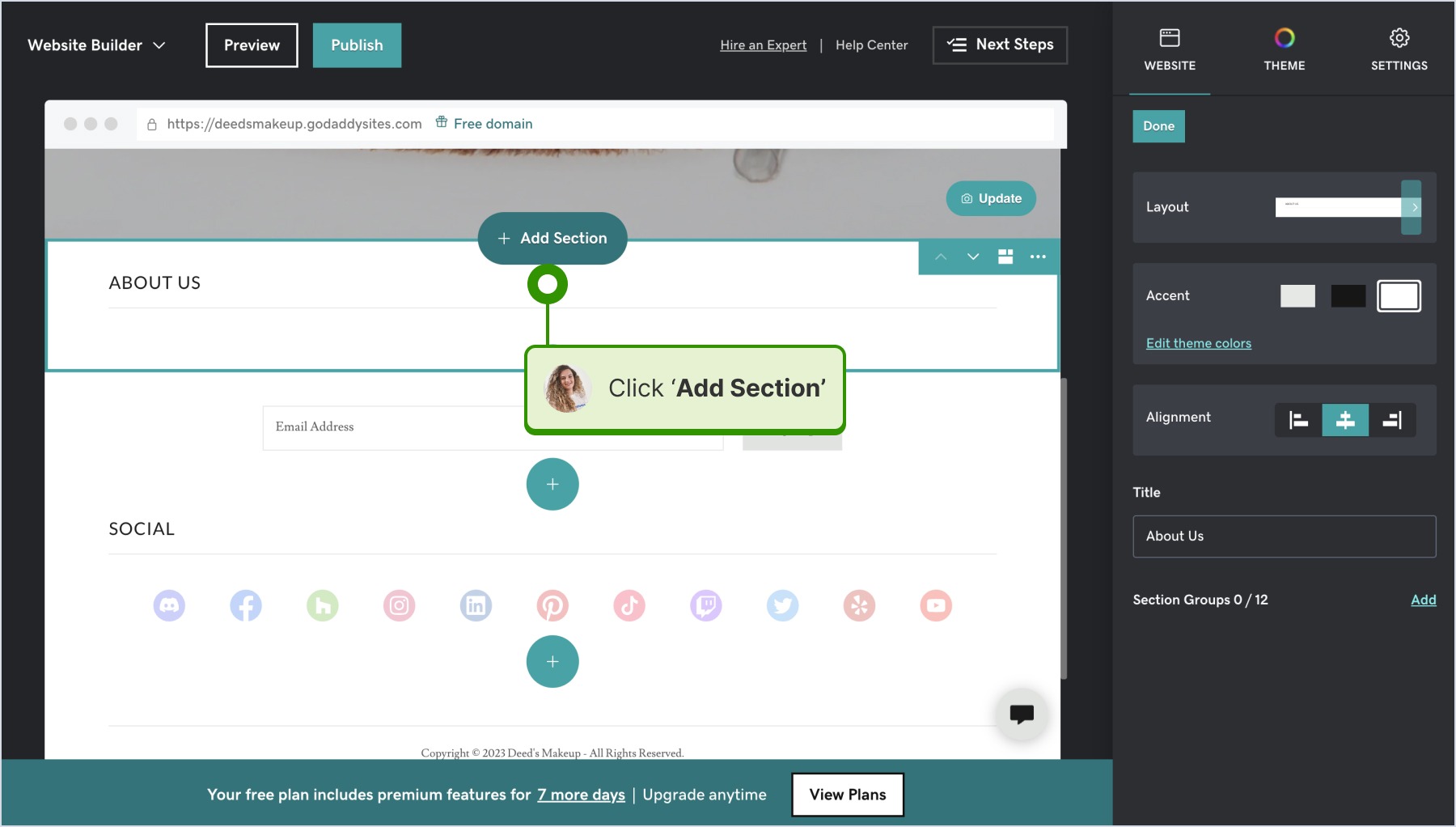 Adding a section