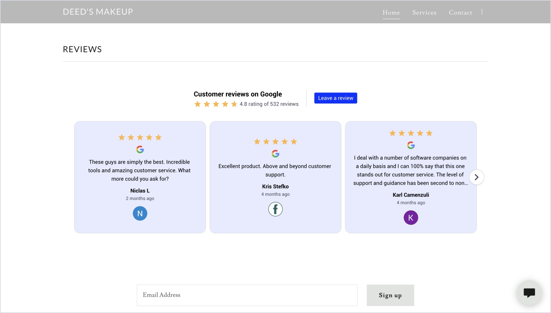 Example of live widget
