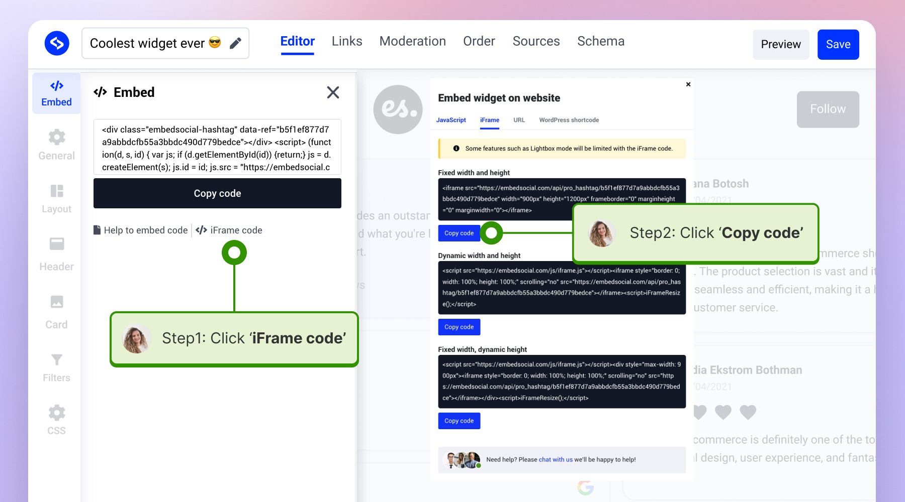 Clicking on the Iframe and copying code