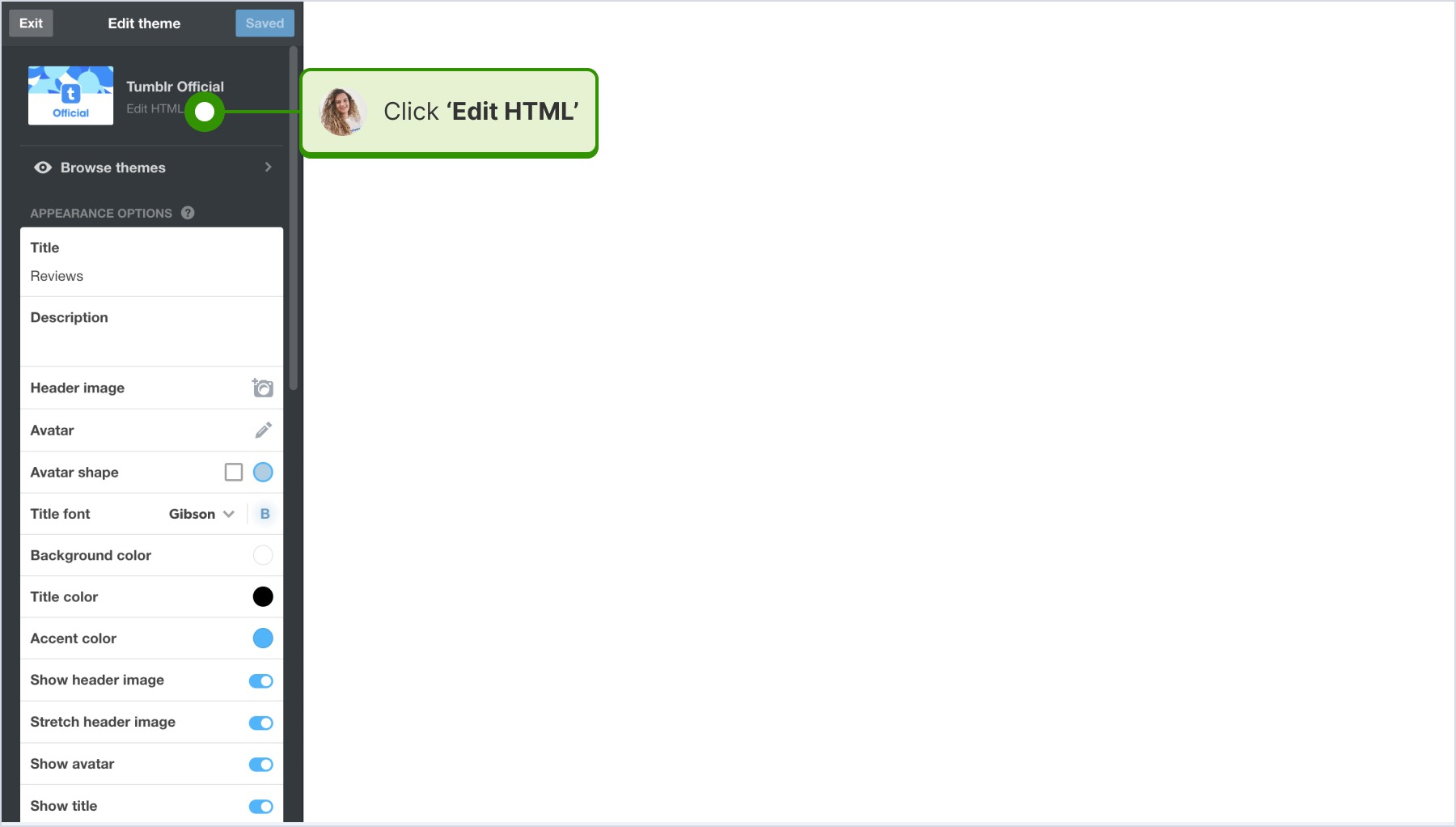 click on Edit HTML
