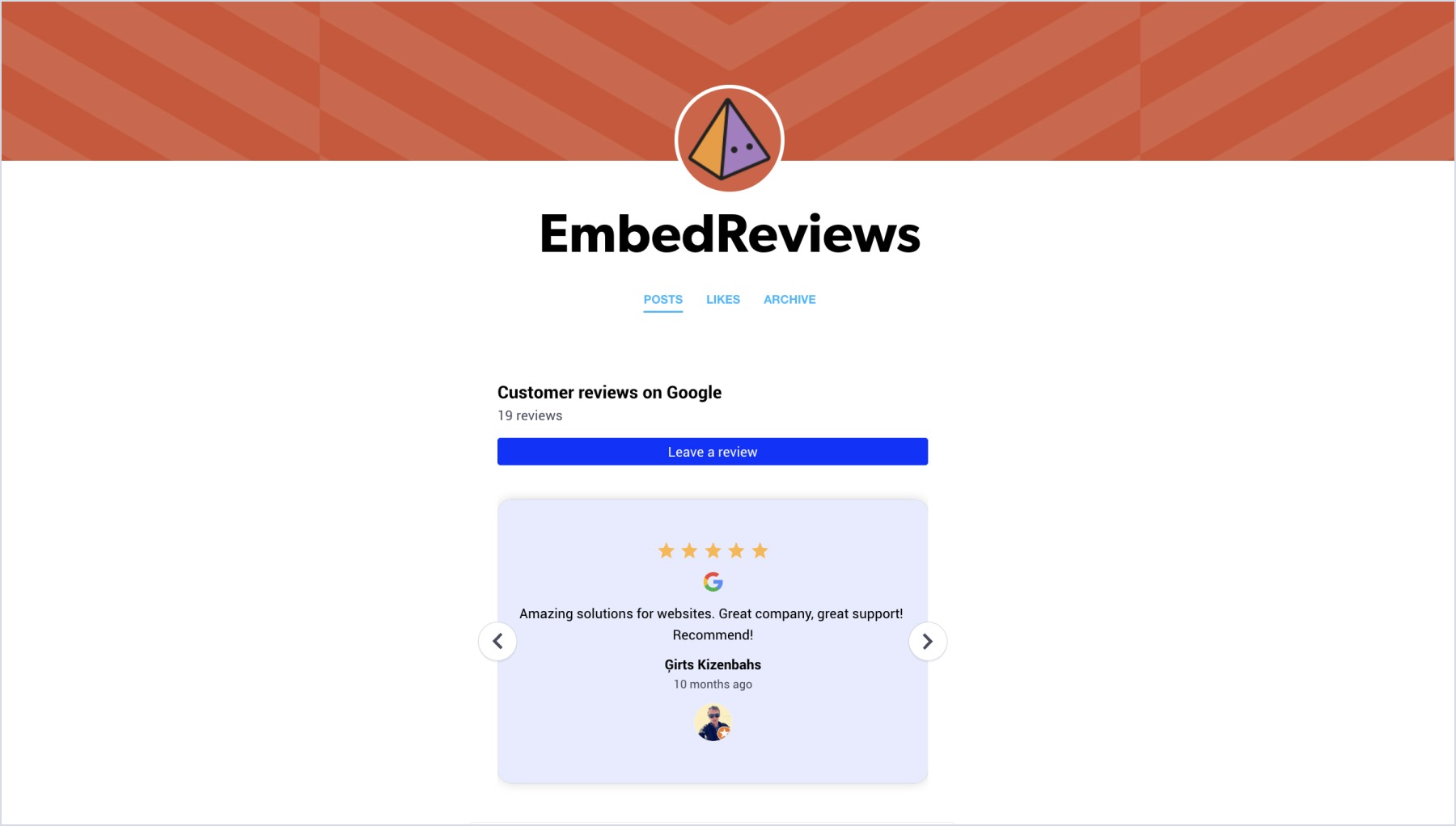 Example of the widget