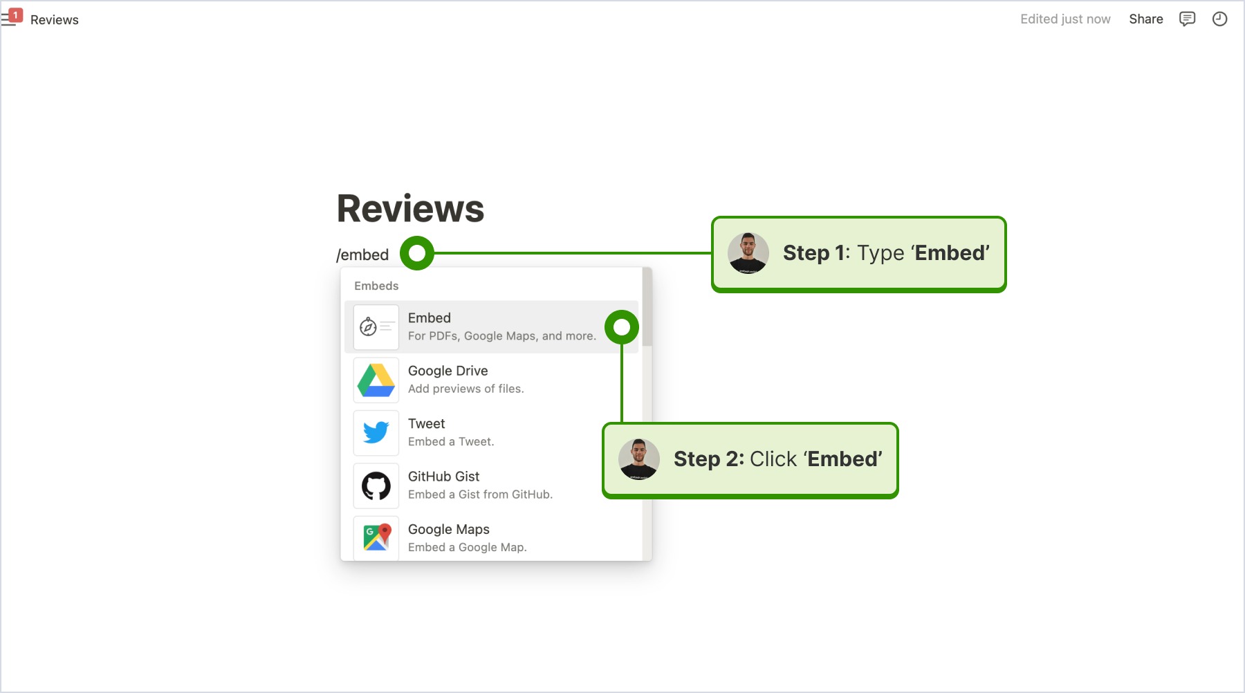 embed a section