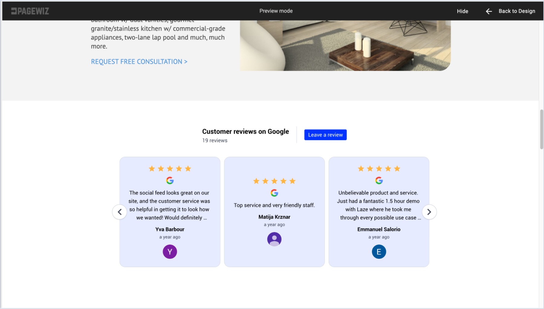 example of a widget in Pagewiz