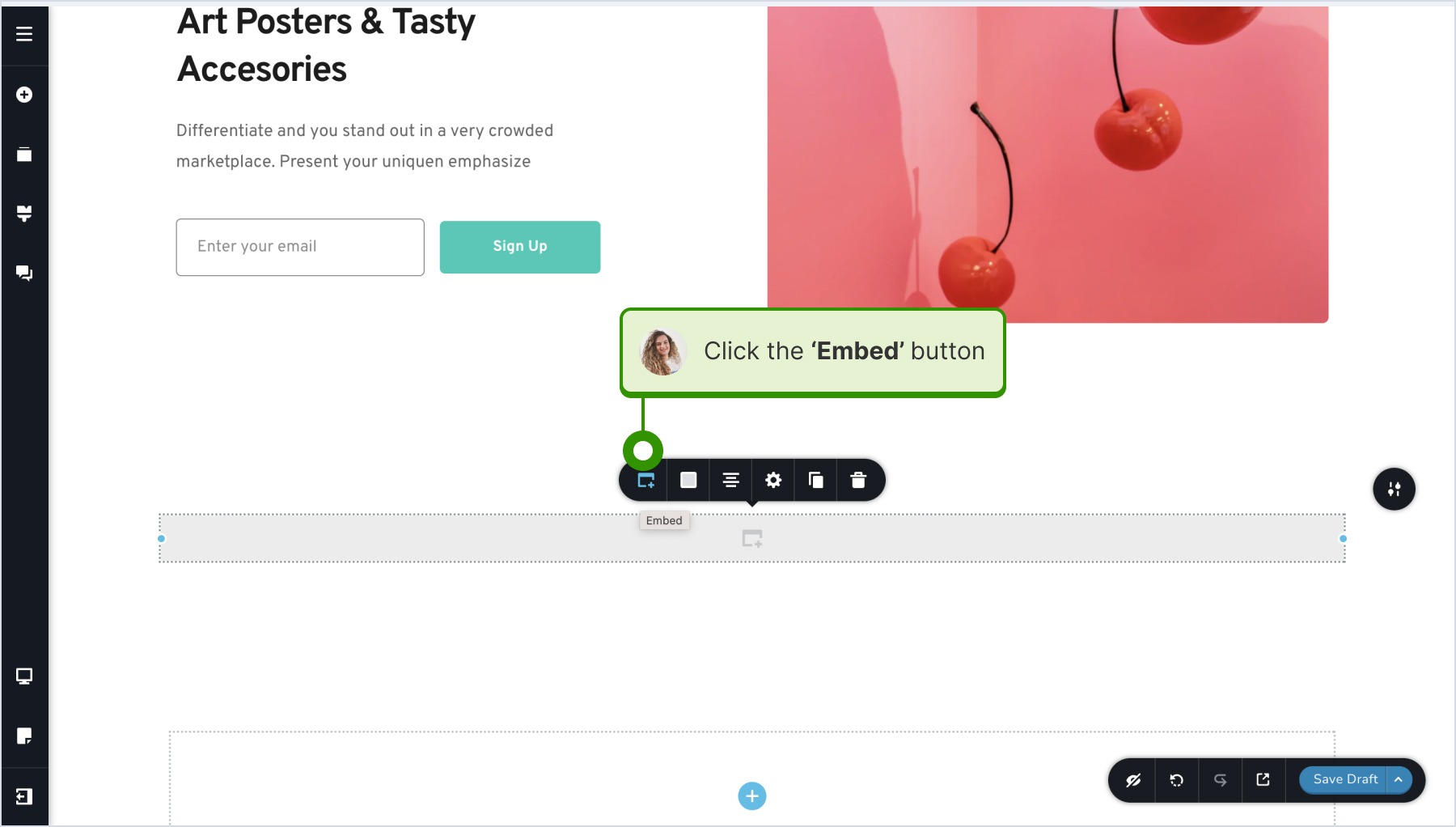 Clicking on the "Embed" button