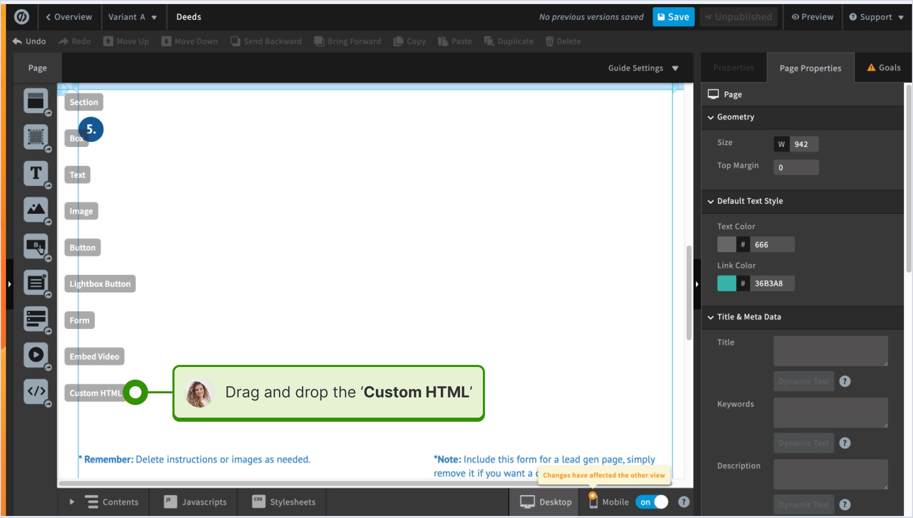 Add a Custom HTML