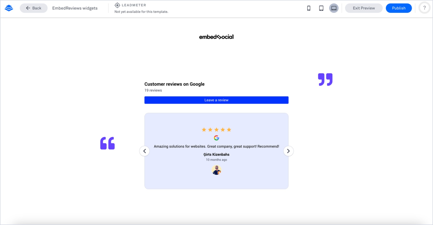 example of the widget