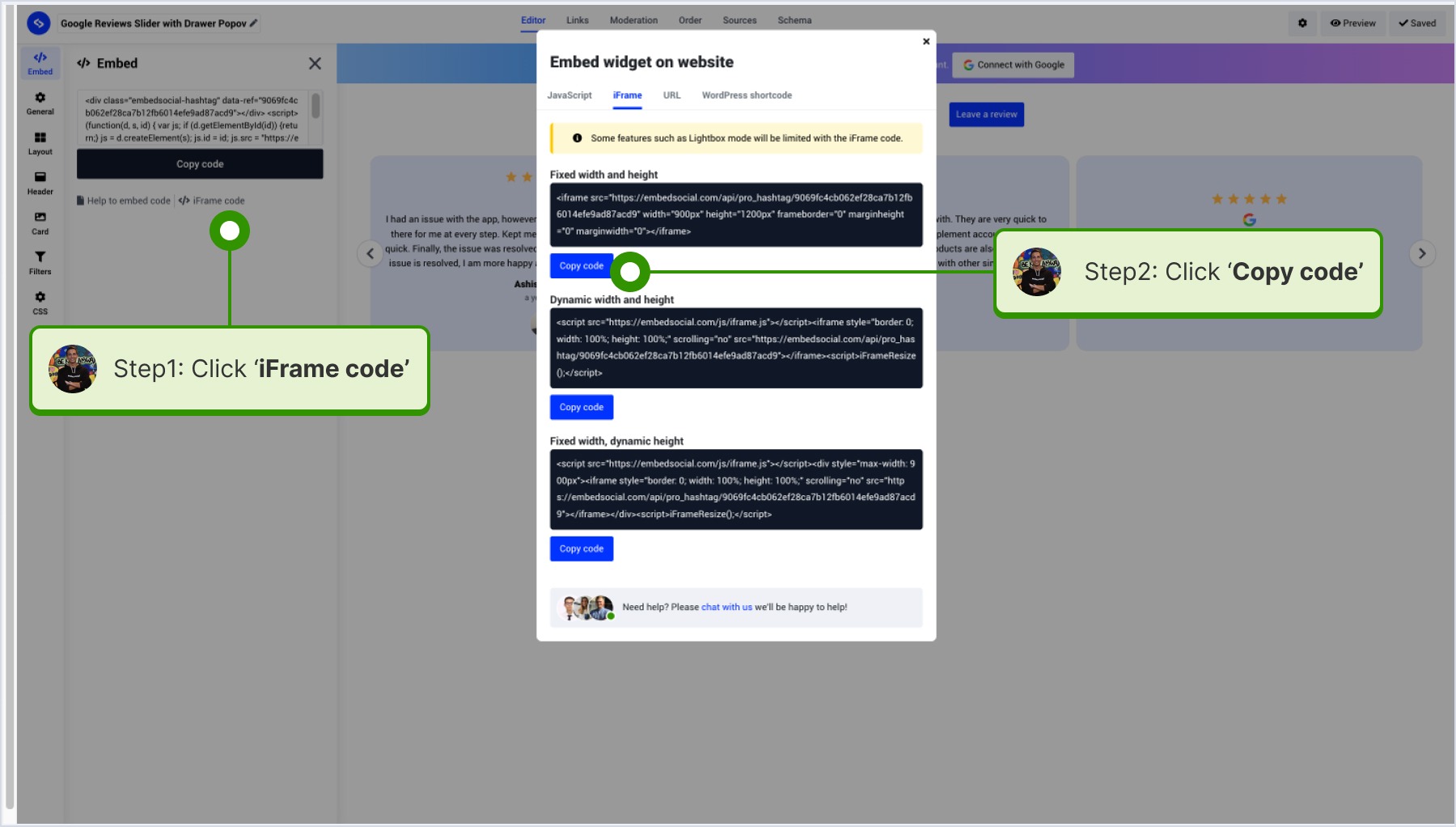 Clicking on Iframe and coping code
