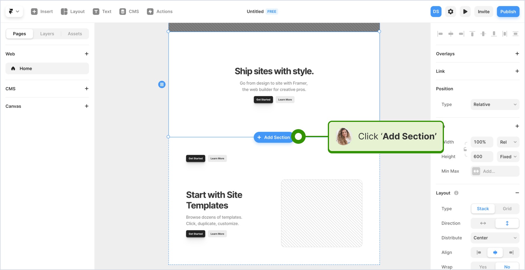 Adding a section