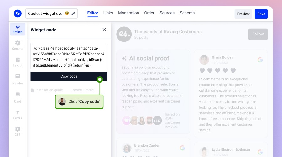 Displaying the HTML code on a website