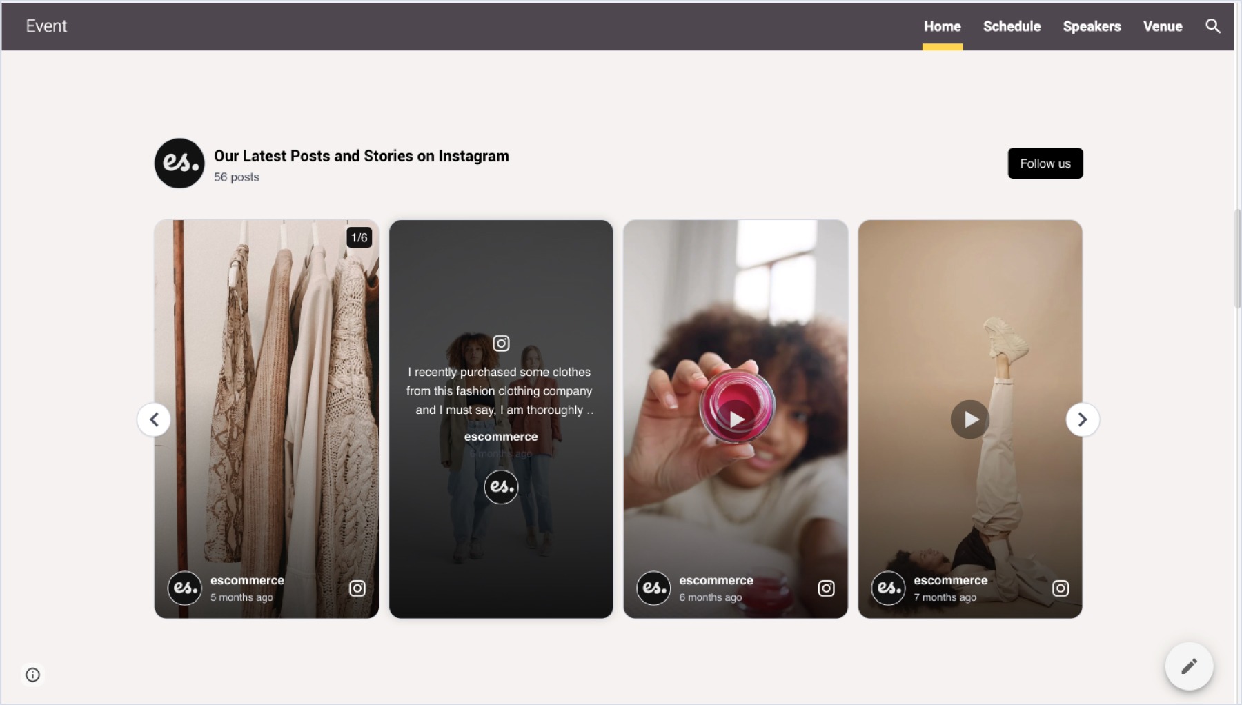Final look of embedded Instagram widget in Google Sites