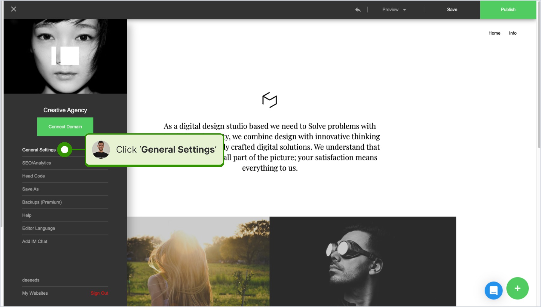 Clicking General Settings