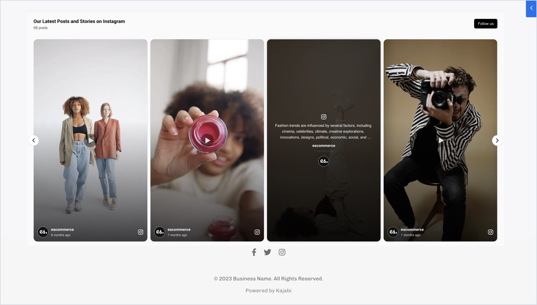 Final example of a Instagram feed displayed on Kajabi website