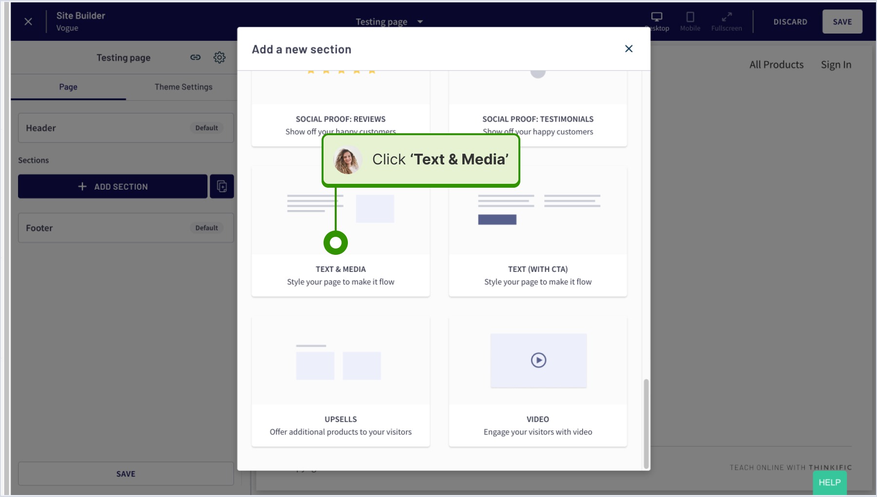 Inserting the widget code and clicking 'Save' on my page in Thinkific