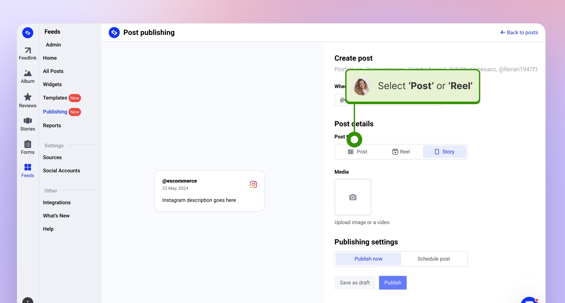 Choosing the type of post
