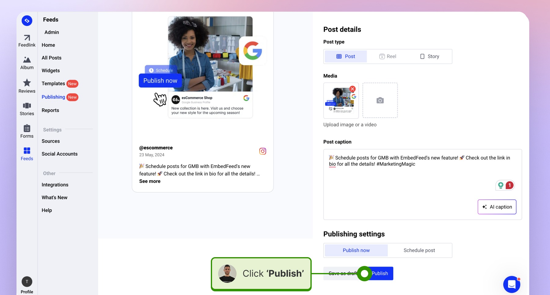 Publishing the post