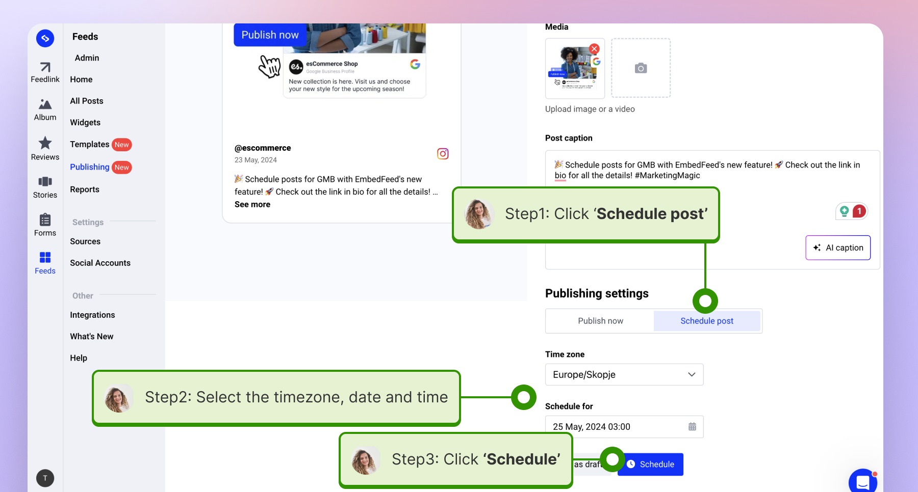 Scheduling the post